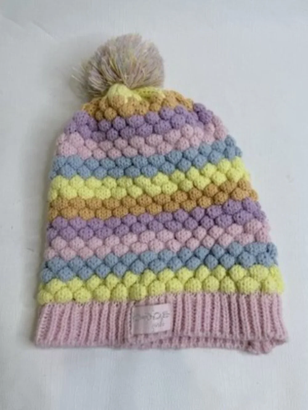 BEBE GIRLS CHUNKY KNIT WINTER HAT POMPOM GIRLS 6 AND UP? NICE!